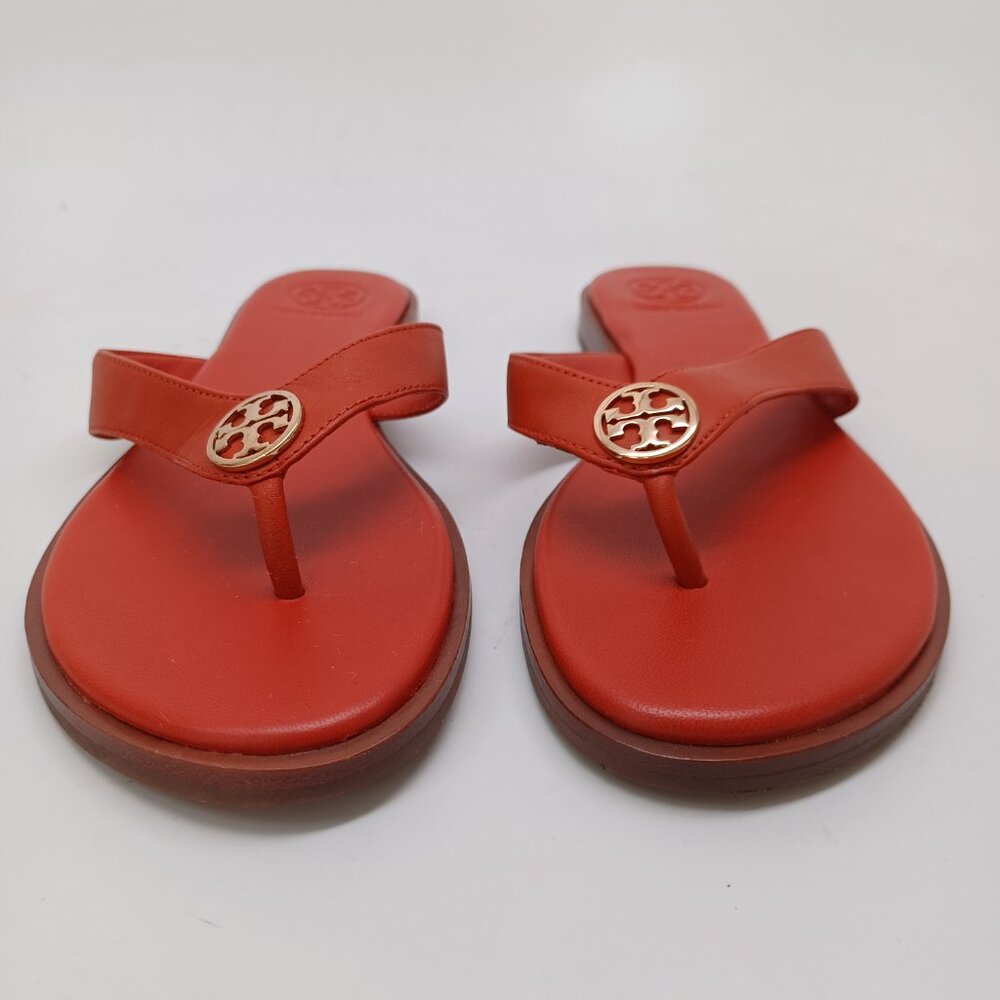 Tory Burch Sandals Rust Leather Thong Flip Flops Womens 6M - Picture 4 of 12